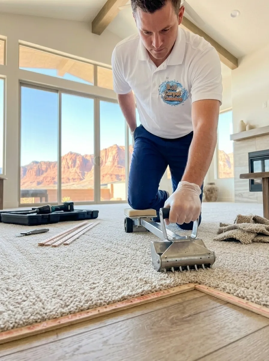 Carpet repair and stretching process