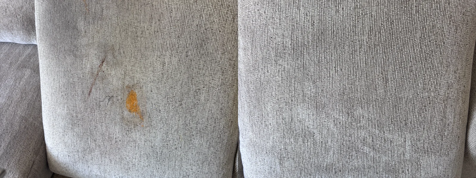 Before and after owner-shot upholstery seat cushion cleaning in St. George, Utah
